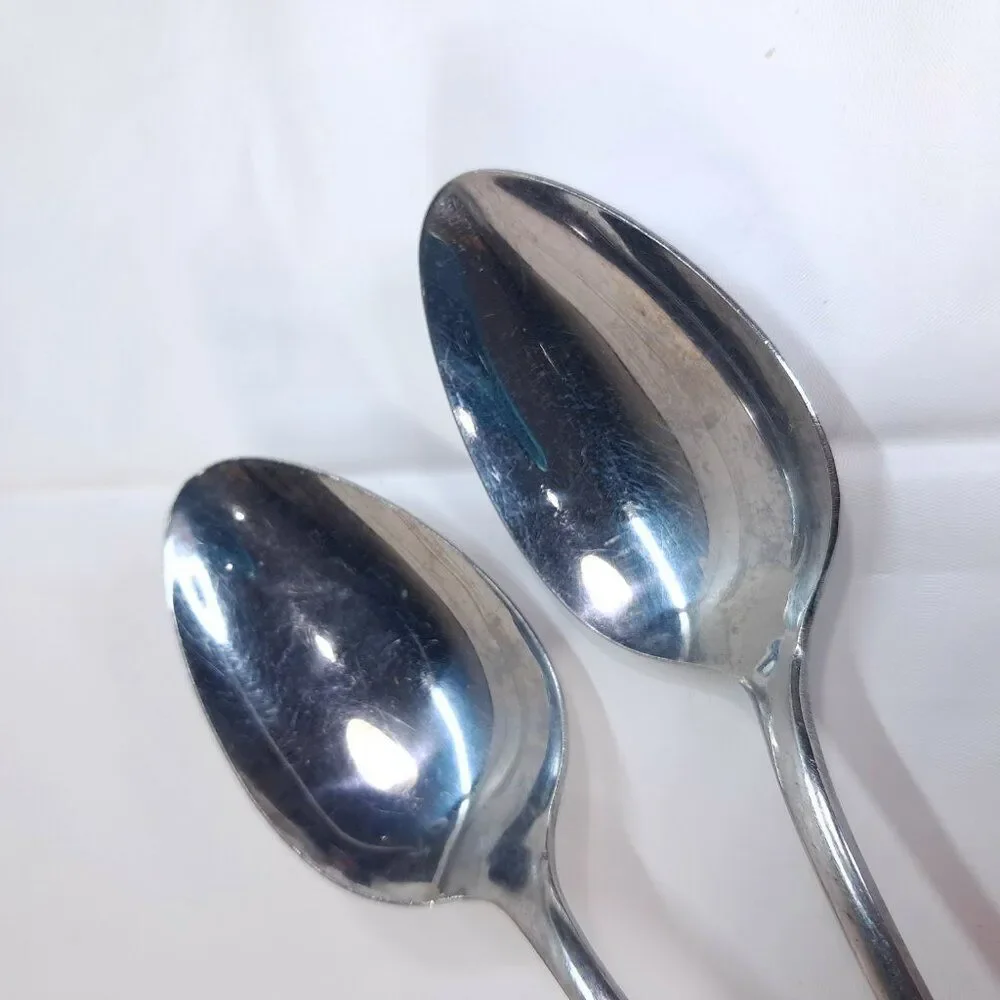 Vintage United Silver USI34 US place‎ oval spoon set 2 dots circles made Japan